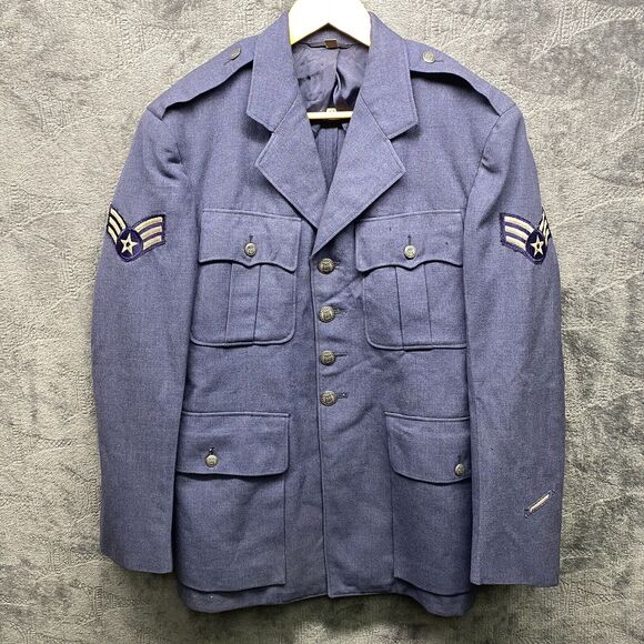 Vintage Military Overcoat Men 39R‎ Blue-84 18oz USAF Wool SERGE 1951 Korea - Picture 1 of 16